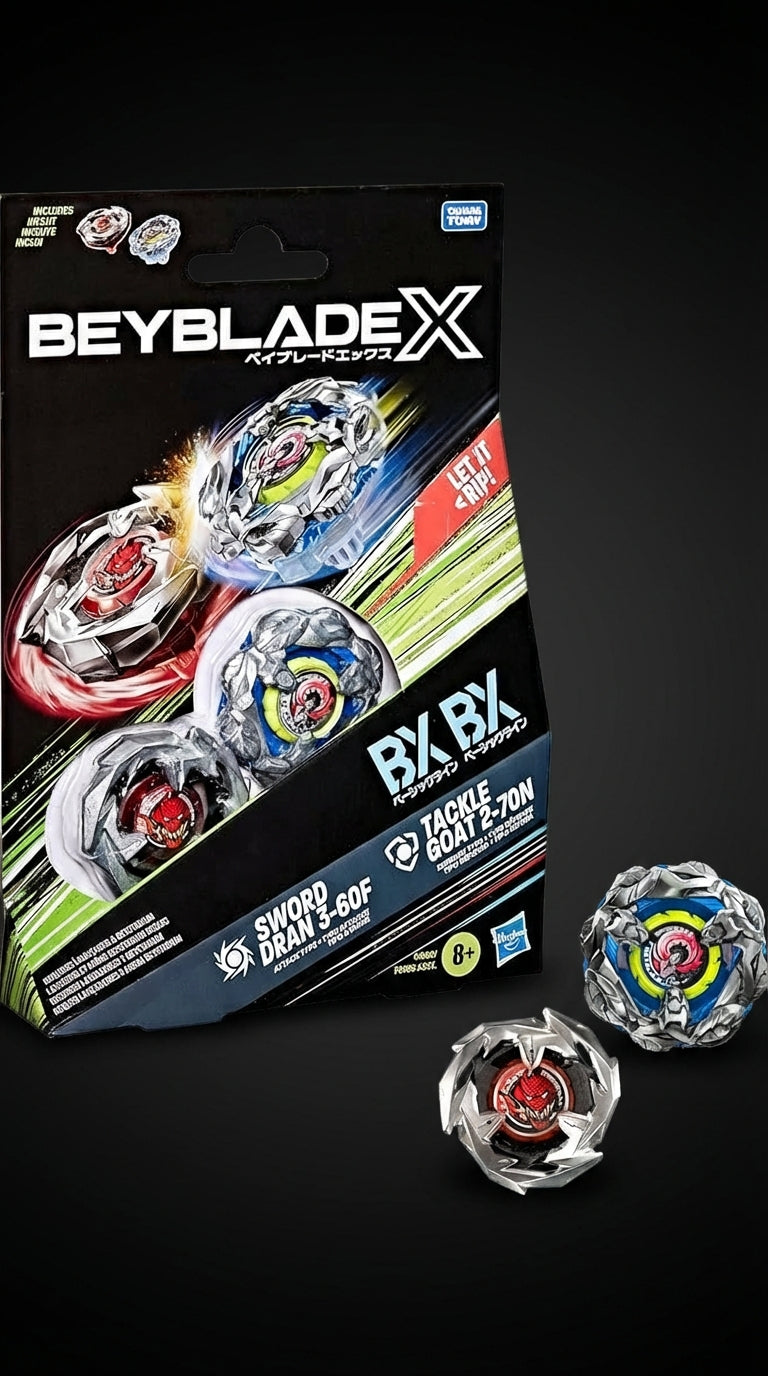 Beyblade X Tackle Goat 2-70N BX & Sword Dran 3-60F BX Takara Tomy Dual Pack Set