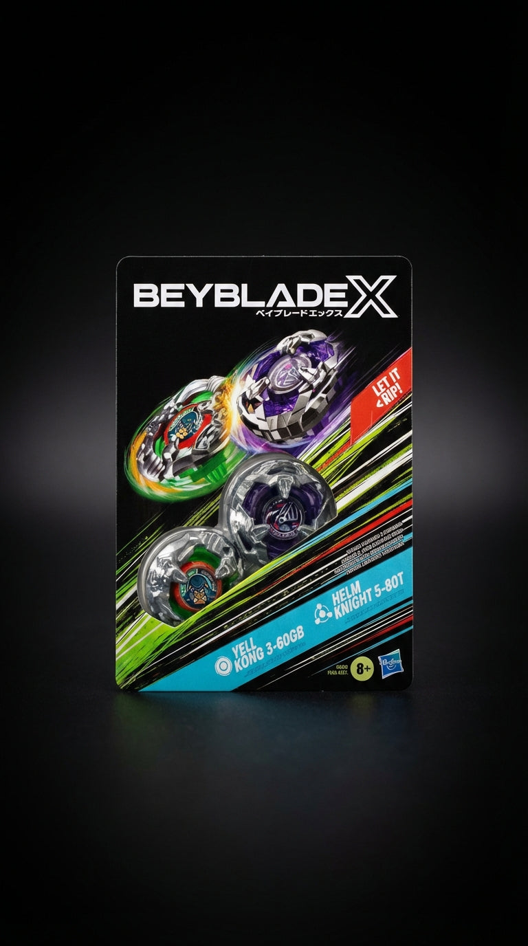 Beyblade X Yell Kong 3-60GB and Helm Knight 5-80T Dual Pack Set with 2 Right-Spinning Tops