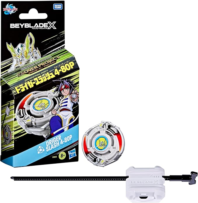 Beyblade X X-Over Project Driger Slash 4-80P Starter Pack Set with Takara Tomy Balance Type Top and Launcher,