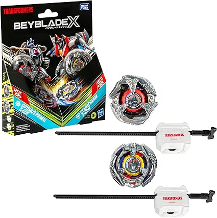 Beyblade X Transformers Collab Optimus Primal 3-60F vs. Starscream 3-80N Multipack Set with 2 Tops & 2 launchers