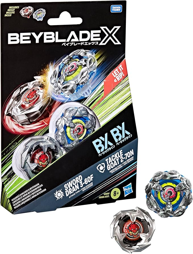Beyblade X Tackle Goat 2-70N BX & Sword Dran 3-60F BX Takara Tomy Dual Pack Set
