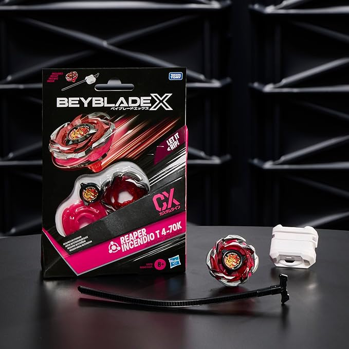 Beyblade X Reaper Incendio T 4-70K CX Starter Pack Set, Balance Type Top and Launcher; Authentic Takara Tomy Battle Tops Games