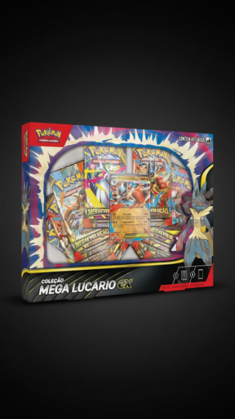 Pokémon TCG, Coleção  Mega Lucario EX, Carta Promocional Laminada Colecionável com Pacotes de Booster